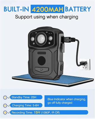 4K 解像度 IP68 Wifi ボディウェアレスのカメラ H.264/H.265 NFC と Android 10 システムによるビデオエンコーディング