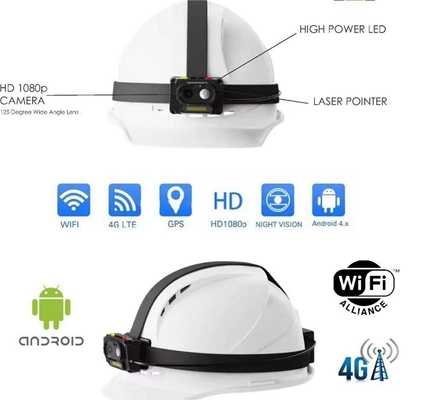 4G Wifi AI 安全ヘルメット カメラ 1080P 30fps / 720 30fps GPS ライブストリーミング ハードハット