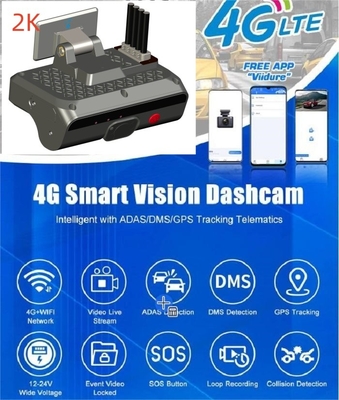 4Gダッシュボード デュアルカメラ AI ADAS DMS H.264/H.265 ビデオ圧縮付きドライバー顔認識