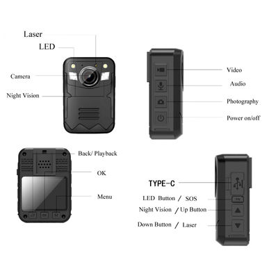 2インチGPSパーソナルミニボディウェアレッドカメラとデュアルカメラレンズレコーディング