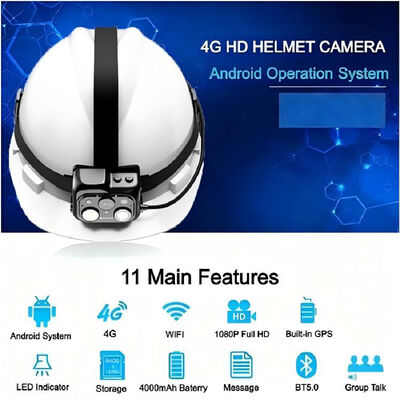 WiFi RTSP Onvif ライブ ストリーム モニタリングを備えた産業用 4G ヘルメット カメラ
