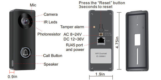 Unlock Monitor Intercom 150° 128gb Video Doorbell Camera