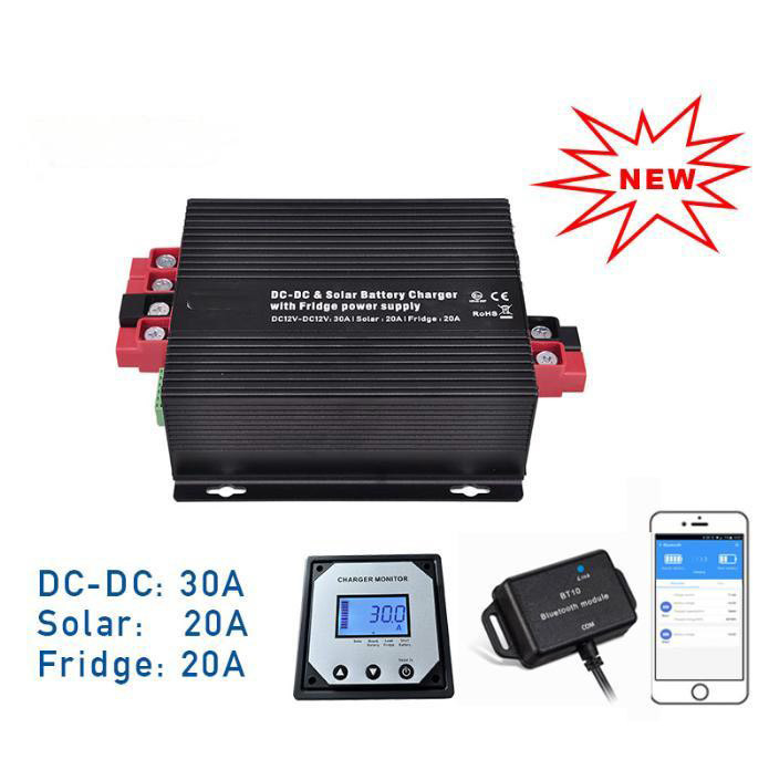 DC12V 30Aブースターチャージャー 太陽光MPPTコントローラ RV用の冷蔵庫チャージャー 自動車ヨット